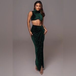 JLUXLABEL Elegant Dark Green Two-Piece Set